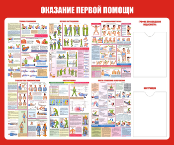 С17 Стенд оказание первой помощи (1200х1000 мм, пластик ПВХ 3 мм, алюминиевый багет золотого цвета) - Стенды - Стенды по первой медицинской помощи - ohrana.inoy.org