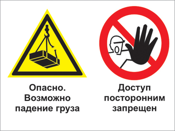 Кз 32 опасно - возможно падение груза. доступ посторонним запрещен. (пластик, 600х400 мм) - Знаки безопасности - Комбинированные знаки безопасности - ohrana.inoy.org