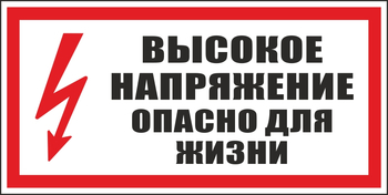 S19 высокое напряжение. опасно для жизни (пластик, 300х150 мм) - Знаки безопасности - Вспомогательные таблички - ohrana.inoy.org